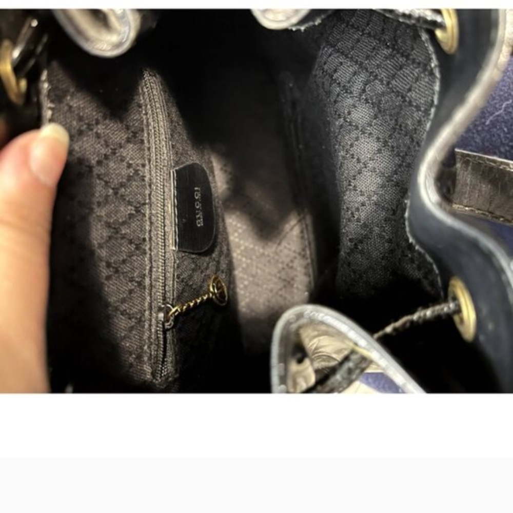 Vintage Gucci Bamboo Handle Black Patent Leather Backpack Y2K - Picture 7 of 14